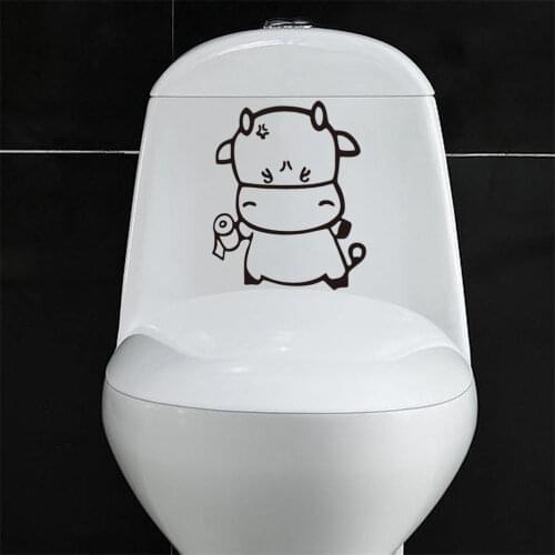 20X25cm Cute Black Cow Bathroom Toliet Wall Stickers Glass Wall Art Decals Baby Vinyl Wall Decals For Tile Vinilos Paredes D871