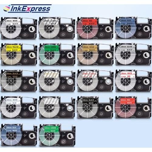 24mm Tape For CASIO XR-24X XR-24WE XR-24RD XR-24BU XR-24YW XR-24GN Label Tape XR 24WE Printer Ribbon For CASIO Label Maker