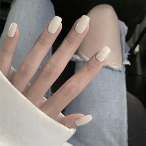 24Pcs Glossy White False Nails Press On Nails Lady Artificial Fake Nails For Design DIY Full Cover Tips Manicure Tool