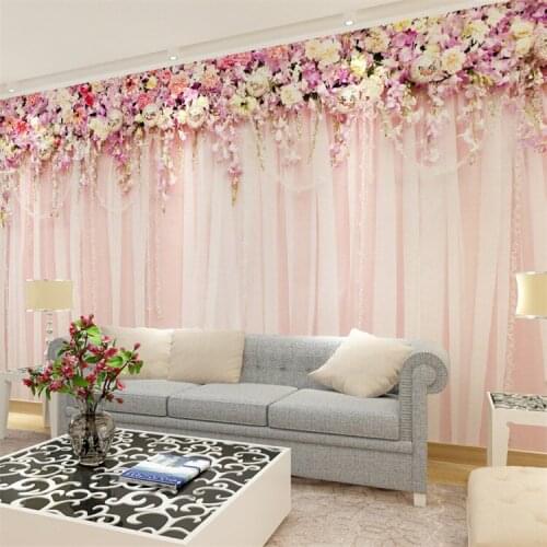 3d garden living room bedroom childrens room pink floral TV background wall paper mural hotel theme room custom mural
