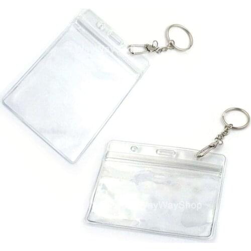 5 Sets ID Card With Badge Holder Zip 62mm x 90mm /62mm x 94mm Retractable keyring Lanyard Waterproof Vertical Horizontal