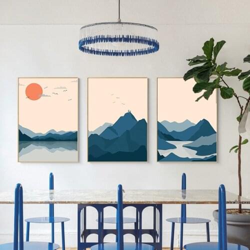 Abstract Landscape Nordic Decoration Wall Art Canvas Painting Ocean Art Posters and Prints Wall Picture for Living Room Decor