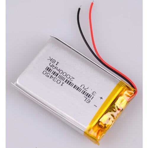 3.7V 2000mAh 103450 Lipo battery Rechargeable Lithium Polymer ion Battery Pack For GPS Tracking Wireless Devices Game Player