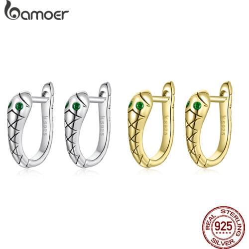 BAMOER Spanish Silver Rainbow Color Zircon Gold Color Simple Stud Earrings 925 Sterling Silver Ear Hoops Fashion Jewelry SCE1167