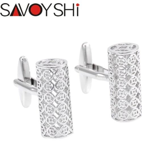 SAVOYSHI Silver color French Shirt Cufflinks for Mens Fine Gift Cuff bottons High Quality Cuff links Brand Designer Men Jewelry