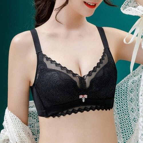 Womens Push Up Bra Wireless Delicate Lace Brassiere Floral Sexy Lingerie Bralette Underwear Tops A B C D Cup