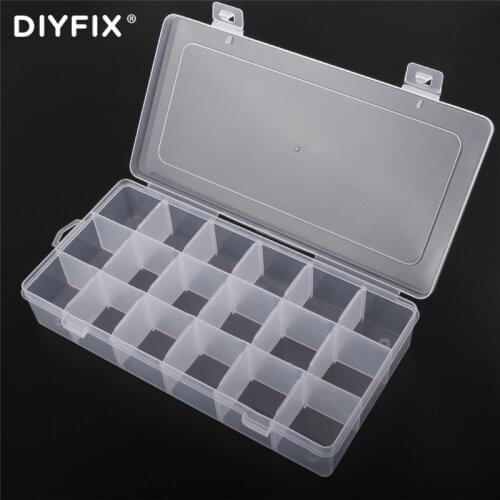 DIYFIX 18Grids Detachable Transparent Plastic Storage Pill Box Jewelry Parts Component Earring Bead Screw Holder Case Container