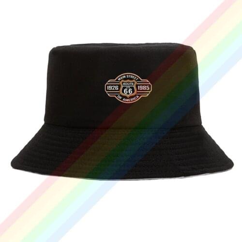 Route 66 Main Street 1926 1985 Summer Outdoor Cap Travel Beach Sun Hat Unisex Double Sides Wear