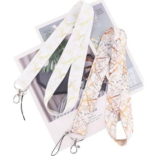 ER741 High Quality Marble Pattern Neck Strap Lanyards ID Badge Card Holder Keychain Phone Gym Strap Webbing Necklace