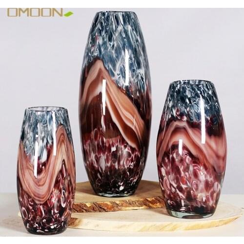 Europe High Grade Creative Color Glass Vase Blowing Glass Crafts Art Vase Interior Decoration Vase Wholesale