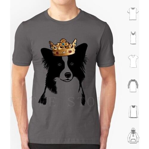 Border Collie Dog Wearing Crown T Shirt Cotton Men Diy Print Miller Sye Border Collie Border Collie Border Collie Lover Border
