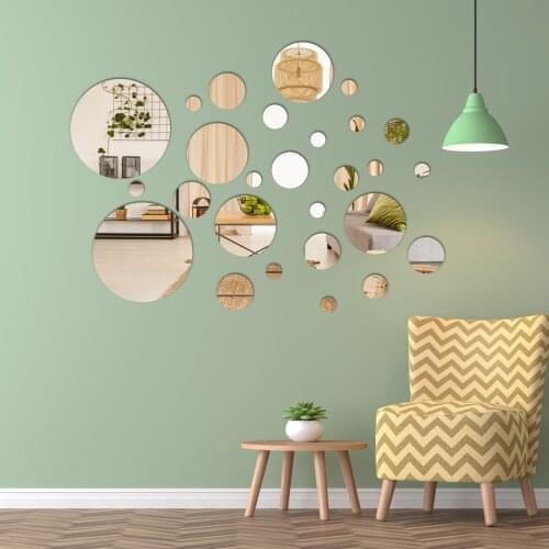Art Mirror Wall Sticker Home Decor Creative Circle Wall Art Sofa Mural Acrylic Home Decoration Films Modern Mapping DIY Stickers