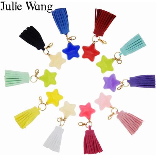 Julie Wang 2PCS Tassel Charms Resin Star Multicolor Pendants Bracelet Key Chain Jewelry Making Bag Accessory