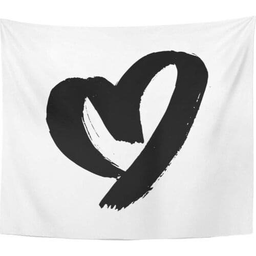 Pink Heart Paint Brush for Valentines Day Drawing Marker Felt Tip Pen on White Wedding Birthday Love Tapestry Home Decor