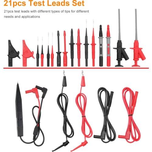 21pcs Test Lead Probe Kit Test Probes for Multimeter with Alligator Clips Multifunctional Accessories Kit Digital multimeter