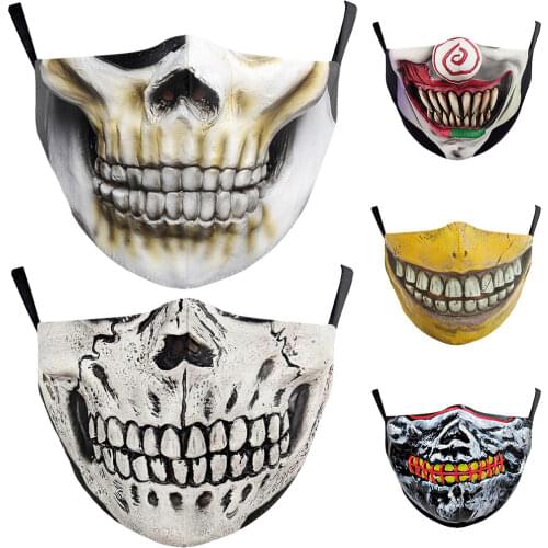 Halloween Horror 3DPrinting skull Face-Mouth Masks Funny Cospaly Women men Unisex Cycling Breathable Protection Adult Party Mask