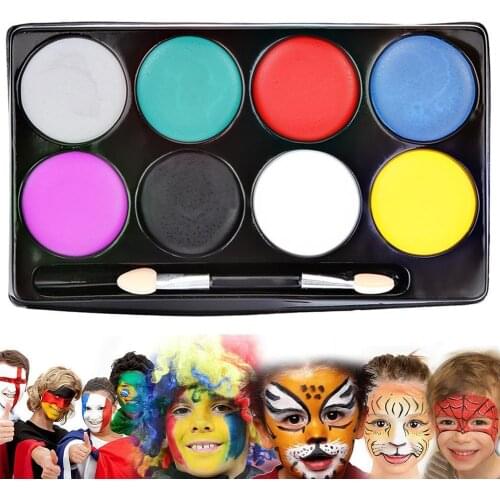 Face Body Art Painting Oil Non Toxic Water Paint Oil Tattoo with Brush Halloween Party Cosmetic Pigment Palette For children