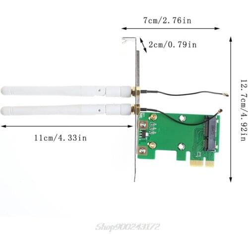 Mini PCI-E to PCI-E 1X Desktop Adapter Convertor with Two Antennas for Wireless Wifi Network Card Jy21 20 Dropship
