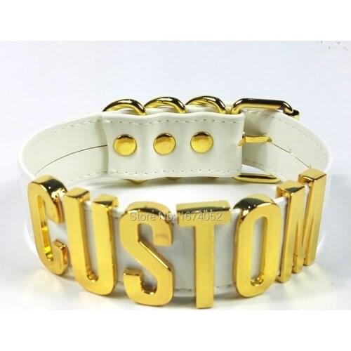 Men Women Punk Unisex Gold Letter Choker Custom Customised Choose Letter Collar Name Word Choker Necklace