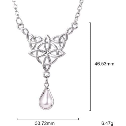 My Shape Triqueta Crystal Tear Drop Necklace Crystal Stone Charms Irish knot Wicca Chain Choker for Women Jewelry