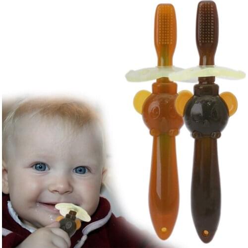 Baby Infants Soft Safe Silicone Teether Chewable Bendable Training Toothbrush