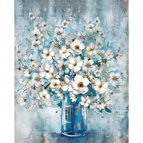 Round Diamond Full Diamond Diamond Painting Set Living Room Dining Room Decoration Painting Vase