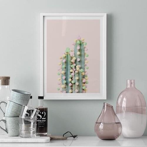 Wall Art Canvas Painting Pink Style Cotton Candy Lollipop Cactus Plant Nordic Posters and Prints Decor Picture Modern Home Decor