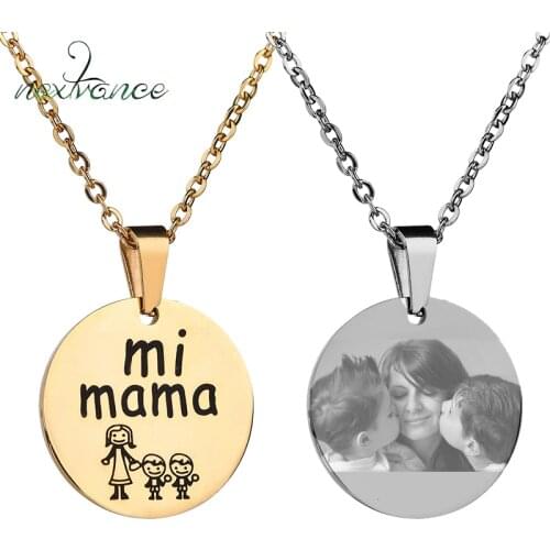 Nextvance Stainless Steel Customized Personalized Engraved Necklaces Mother Boys Round Pendant Necklace for Women Gift