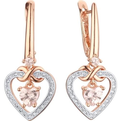 New Arrival 2021 Luxury Drop Earrings Heart Shape Design 585 Gold Color Fashion Jewelry for Lady Gift