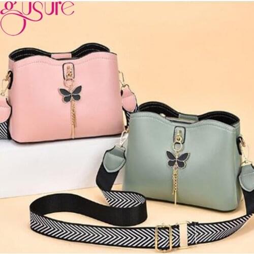 Gusure Solid Color PU Leather Bucket Crossbody Bags for Women Fashion Brand Designer Handbags and Purse Ladies Shoulder Bags