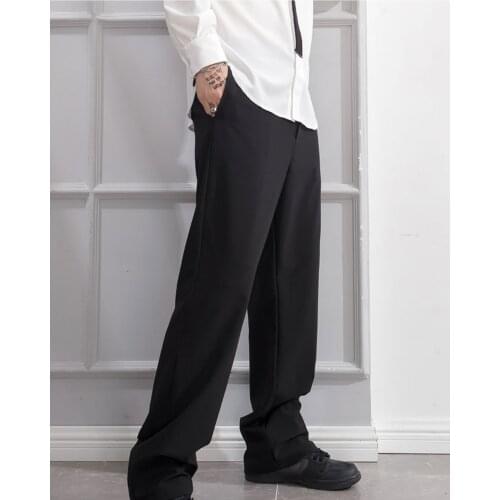 Solid color straight waist pants youth simple black casual pants mens pants