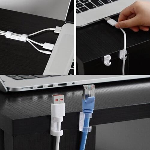 20pcs/lot Wire Cable Management Organizer Desktop & Workstation Clips Cord Management Holder USB Charging Data Line Cable Winder