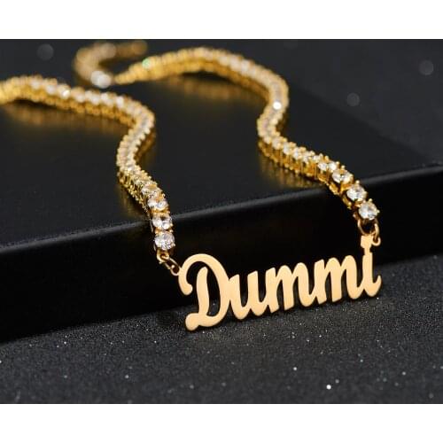 Customized Stainless Steel Words Name Necklace with Tennis Chain for Men Women Factory Sell