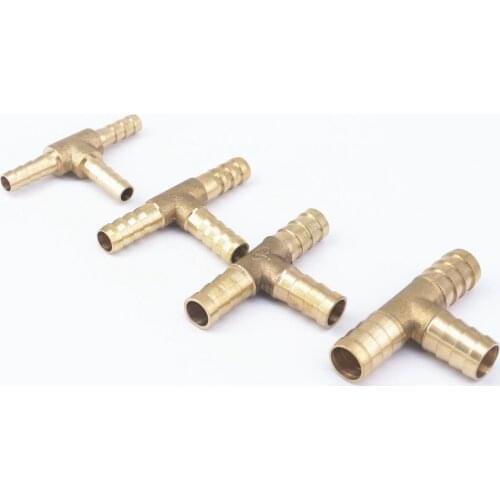 LOT 2 I/D 4mm 6mm 8mm 10mm 12mm 14mm 16mm 19mm Hose Barb Tee 3 Way Brass Coupler Splicer Connector Fittings Adapter