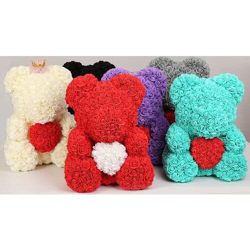 Handmade 40 cm Teddy Rose Bear Artificial PE Flower Bear Rose Valentines Day For Girlfriend Women Wife Mothers Day Gifts