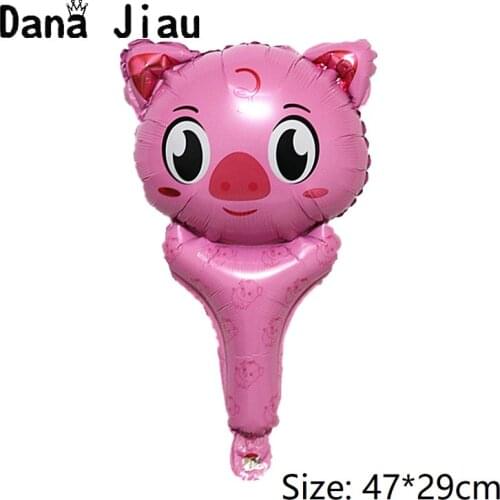 Dana Jiau pig hand stick aluminum foil balloon baby shower cute toy kids birthday party cartoon decorations balloons school ball