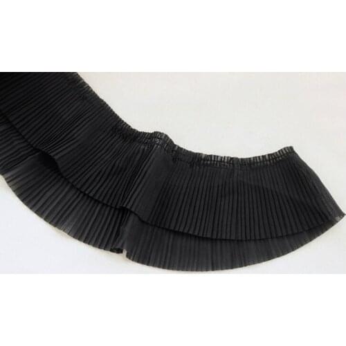 Black pleat ruffled chiffon trim, lavendar 6 cm wide pleated chiffon trim for sewing accessories multi colors