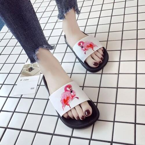Slippers For Women Summer 2021 Flamingo Slides Thick Soled Slipper Bathroom Sandals Casual Flip Flops Ladies Oversize 41