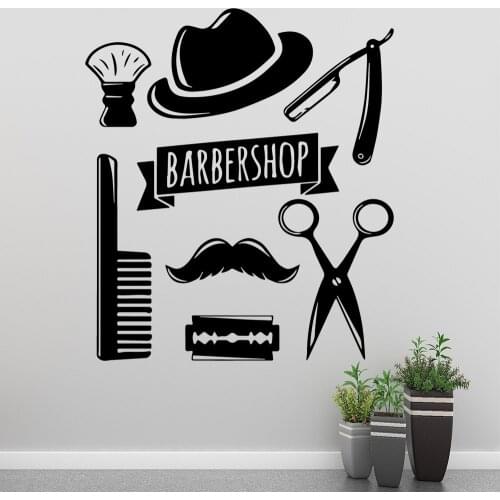 Modern barber shop Wall Art Decal Decoration Fashion Sticker For Kids Room Living Room Home Decor Diy Pvc Home Decoration