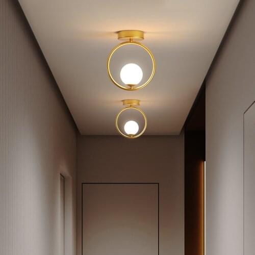 LED Ceiling Lamp for Aisle Modern Gold Suspended Chandelier in the Hallway Corridor Cloakroom Balcony Glass Lighting Fixture