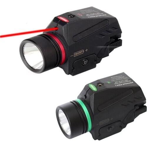 Tactical 150 Lumens Hanging LED Flashlight Red / Green Laser Sight Combo with 20mm Picatinny Rail Mount Hunting Accessories