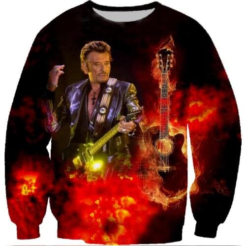Johnny Hallyday Play the guita Sweatshirts 3D Print Unisex Pullover Hoodies Long Sleeve Crewneck Streetwear Hoody Sudaderas 5XL