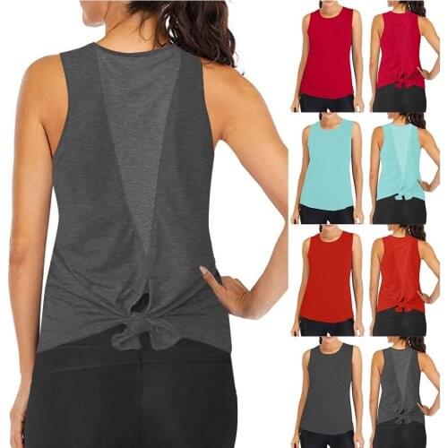 Vintage Clothes Women Cute Workout Mesh Shirts Activewear Sexy Open Back Sports Tank Tops жилетка женская