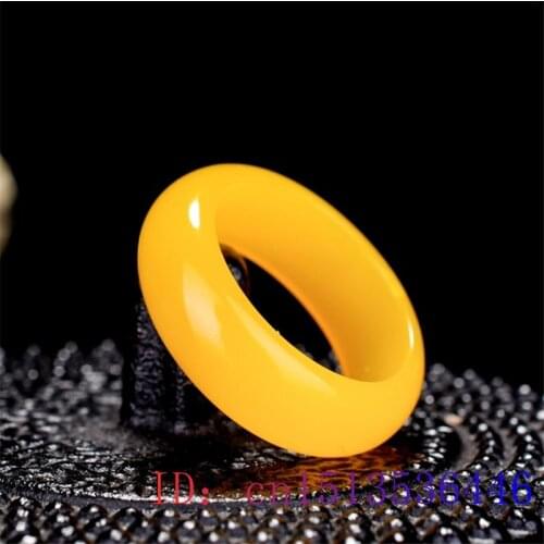 Yellow Jade Ring Jewelry Chinese Jadeite Charm Hetian Fashion Crafts Natural Gifts Amulet Gemstone Carved