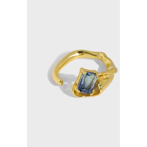 SHANICE 925 Sterling Silver Irregular folds in design with micro-inlaid two-tone stone Rings For Women Adjustable Bague Femme