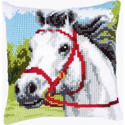 Animal Horse Latch Hook Pillow Sets Forest Style Cushion Embroidered Crafts Latch Hook Rug Kits DIY For Needlework Punk Stripes