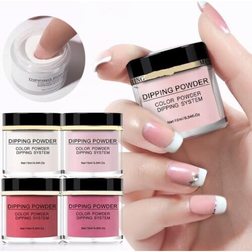 1 Box Dipping Powder Pink White Colors Series Without UV Lamp Cure Nails Dip Powder Nail Gel Natural Dry Colors