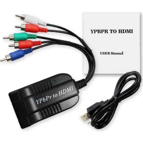 5 RCA Ypbpr component to HDMI-compatible HDTV video audio converter adapter with USB DC cable
