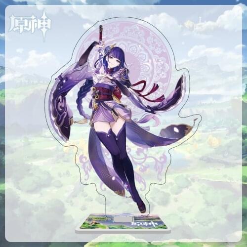 Anime Game Figure Genshin Impact Keyring Qiqi Keqing Diluc Venti Klee Zhongli Standing Model Plate Keychain Desk Decor Fans Gift