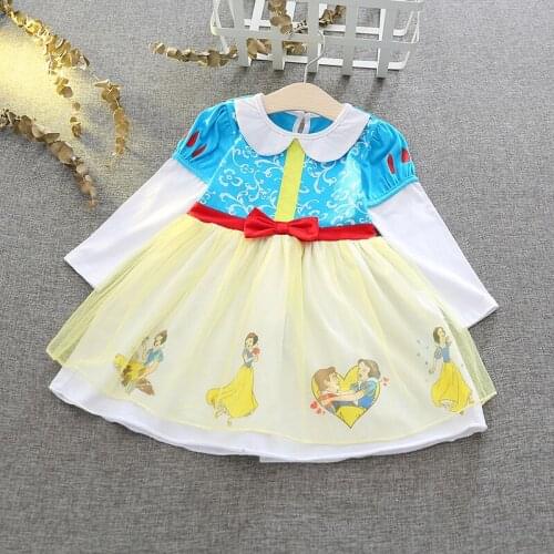 Snow White Cosplay Costume Girls Cartoon Dress Girls New Year Dress Children Christmas Clothing Kids 2-7 Years Autumn Costume